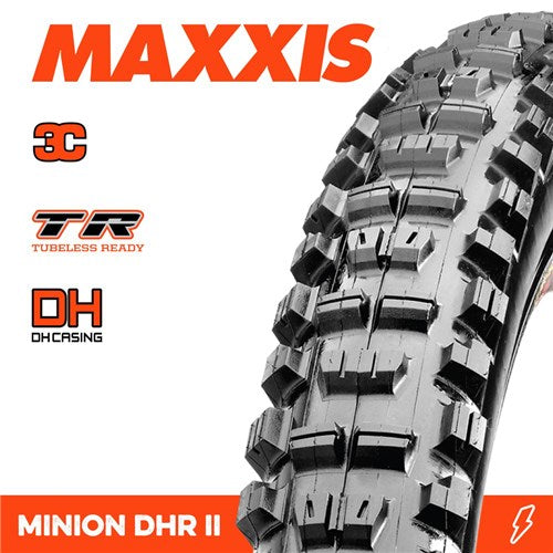 MAXXIS MINION DHR II TYRE 27.5 X 2.40 WT DH 3C GRIP TR FOLD 60X2TPI E-25