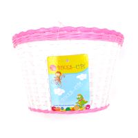 BASKET - Front, Kids, White with Pink Strip & Large Flowers